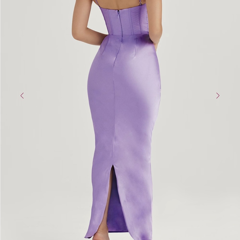 House of CB Charmaine Lavender Satin Corset Maxi Dress - Picture 7 of 8